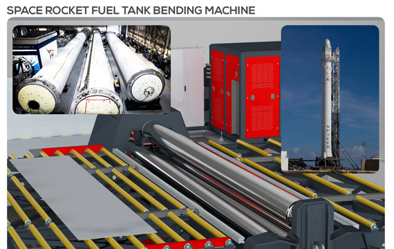 Space rocket fuel tank roll bending machine